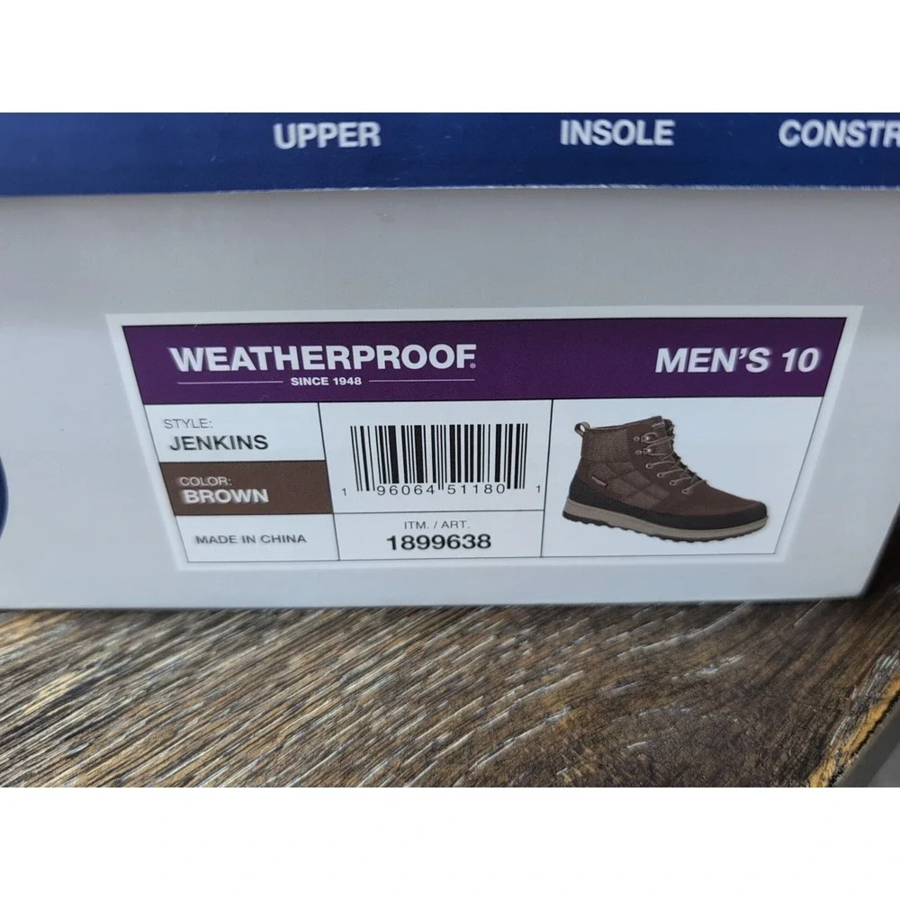 NEW Weatherproof Men's Jenkins Snow Boot Color brown Jenkins US SZ 10